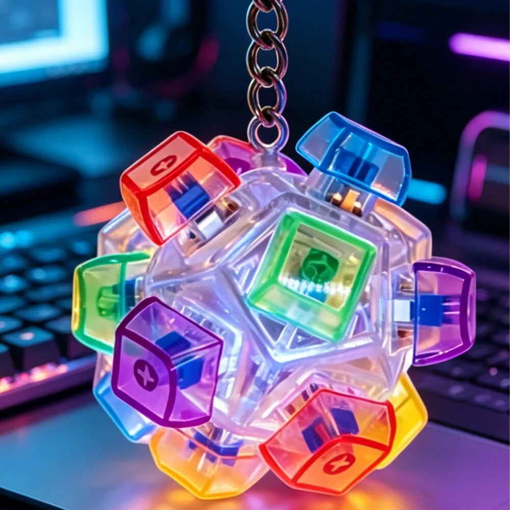 The Crystal Clicker ✨ LED Keyboard Keychain Fidget Toy