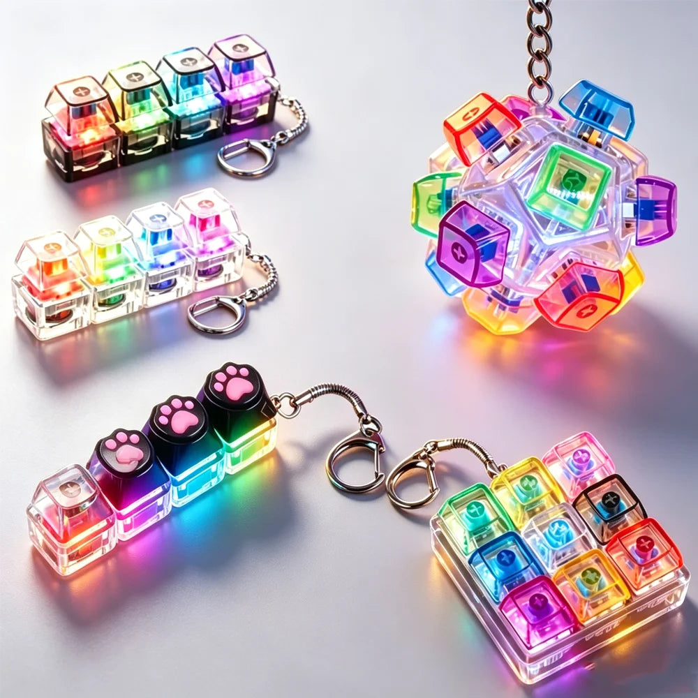 The Crystal Clicker ✨ LED Keyboard Keychain Fidget Toy