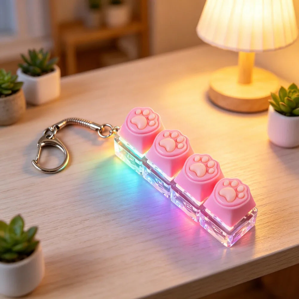The Crystal Clicker ✨ LED Keyboard Keychain Fidget Toy