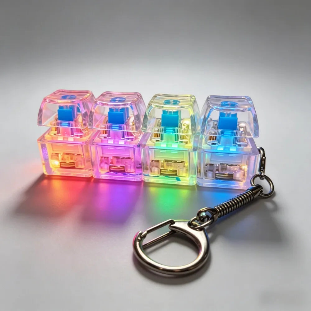 The Crystal Clicker ✨ LED Keyboard Keychain Fidget Toy
