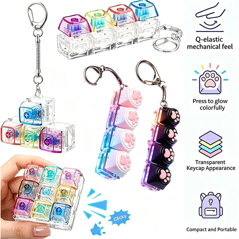 The Crystal Clicker ✨ LED Keyboard Keychain Fidget Toy