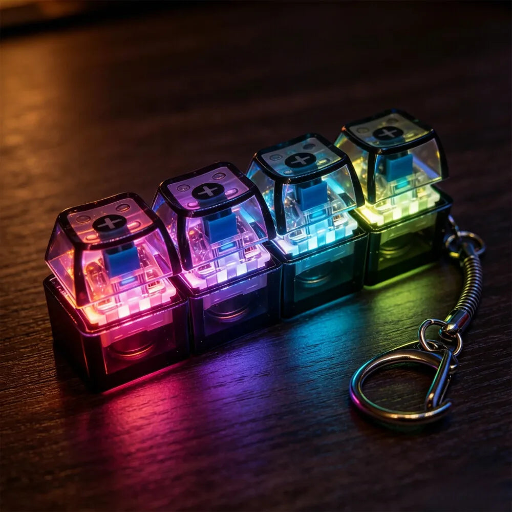 The Crystal Clicker ✨ LED Keyboard Keychain Fidget Toy