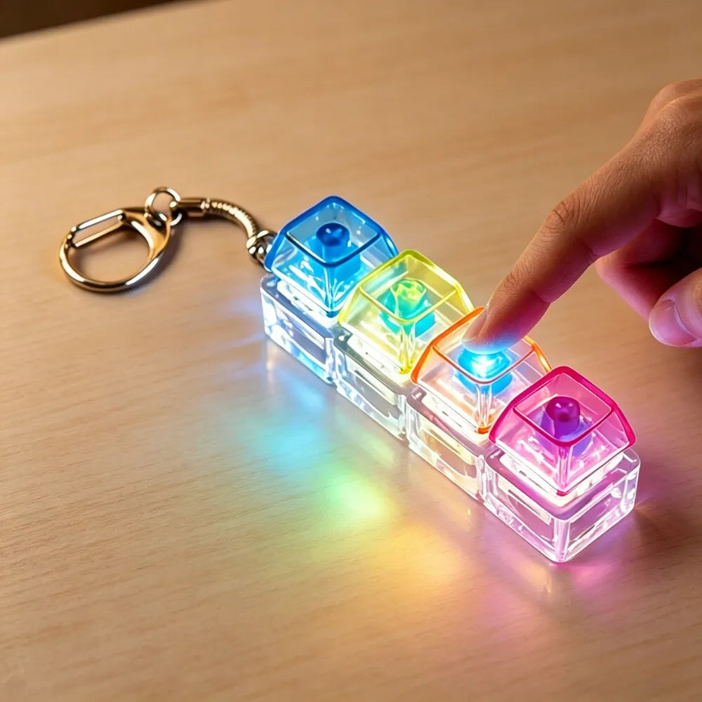The Crystal Clicker ✨ LED Keyboard Keychain Fidget Toy