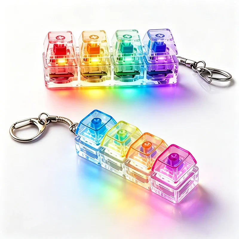 The Crystal Clicker ✨ LED Keyboard Keychain Fidget Toy