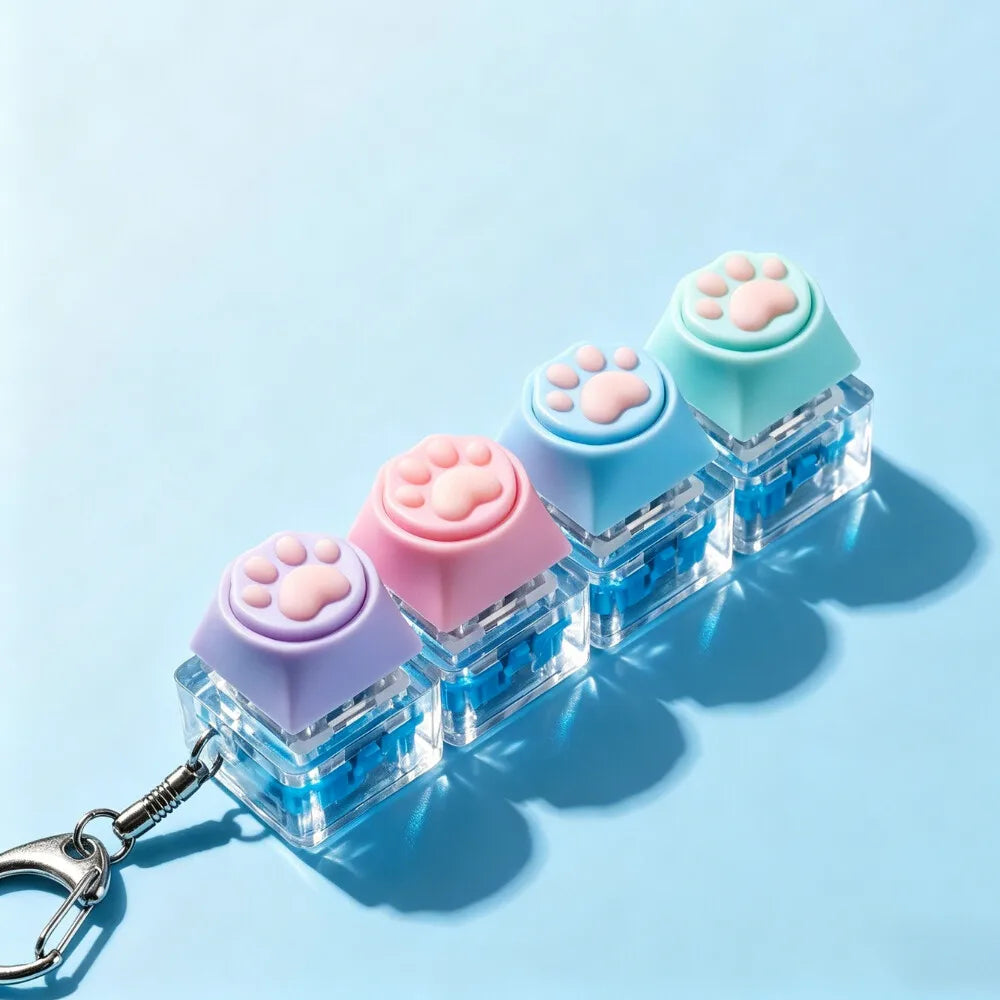 The Crystal Clicker ✨ LED Keyboard Keychain Fidget Toy