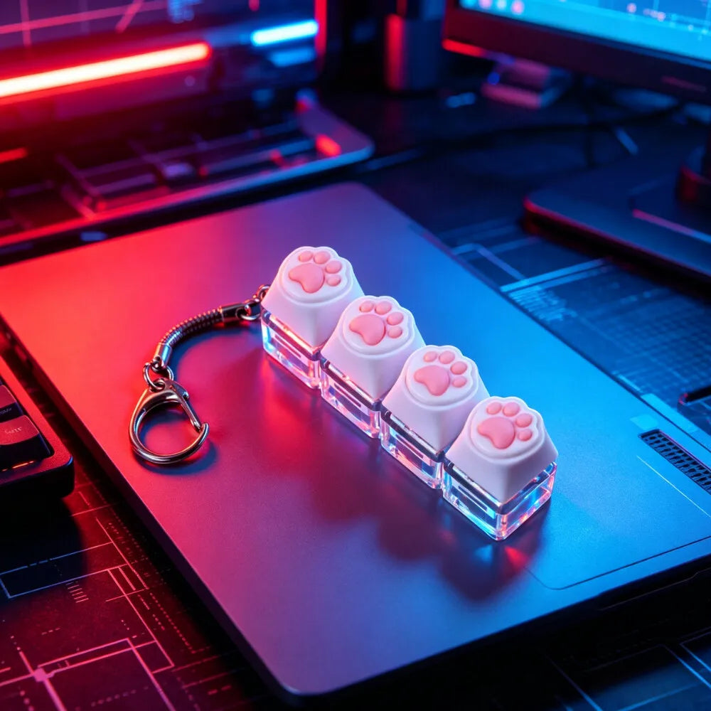 The Crystal Clicker ✨ LED Keyboard Keychain Fidget Toy